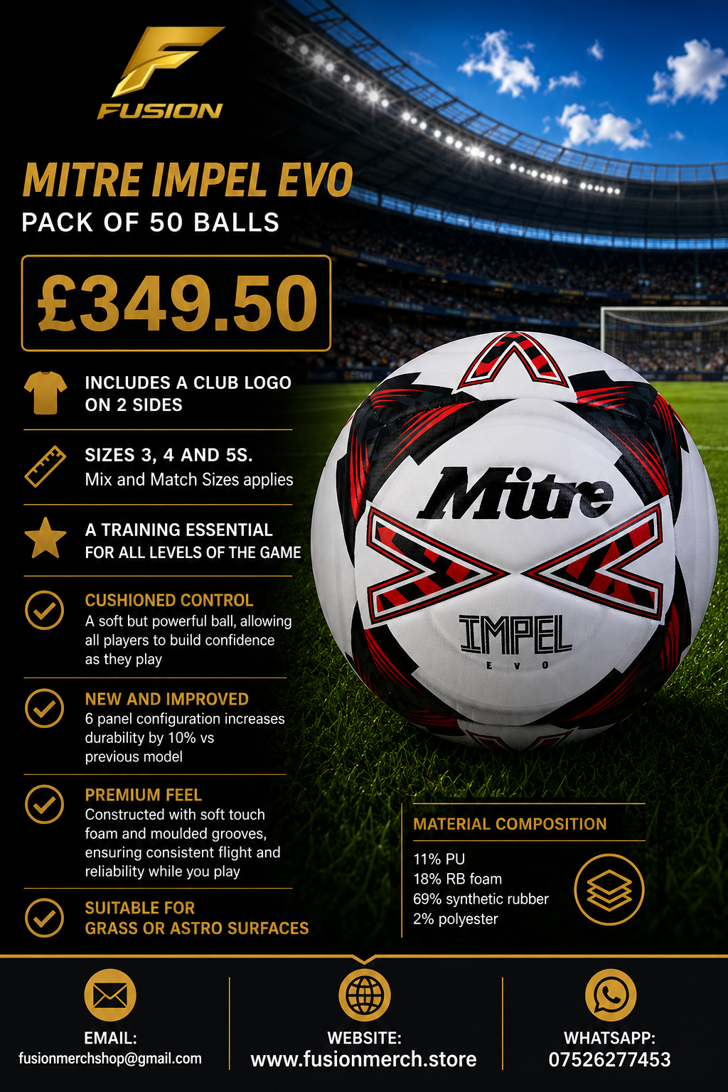 50 x Mitre Impel Evo Footballs