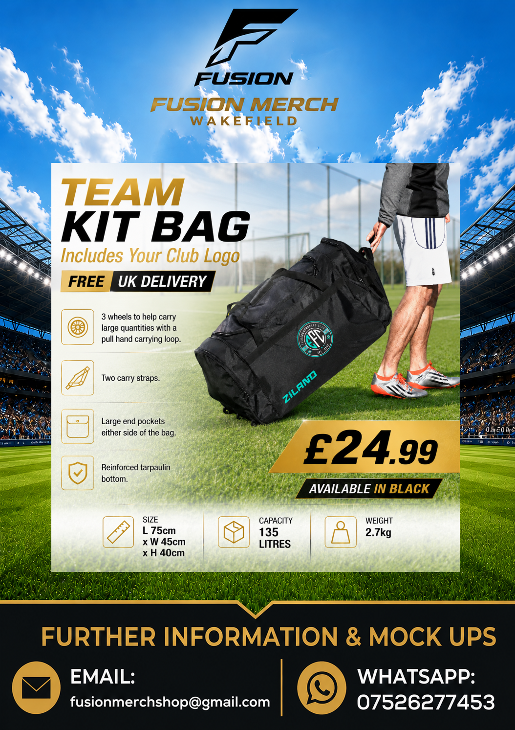 Football Travel Kit Bag 135 litres