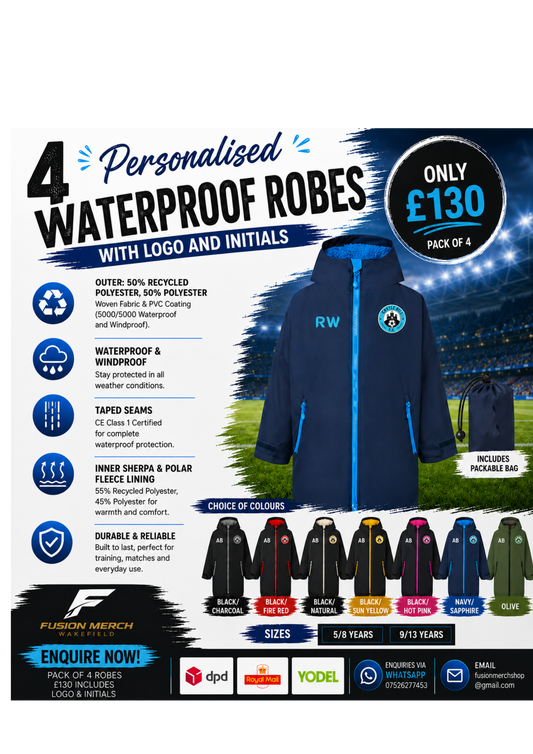 4 Pack Recycled all-seasons waterproof changing robes